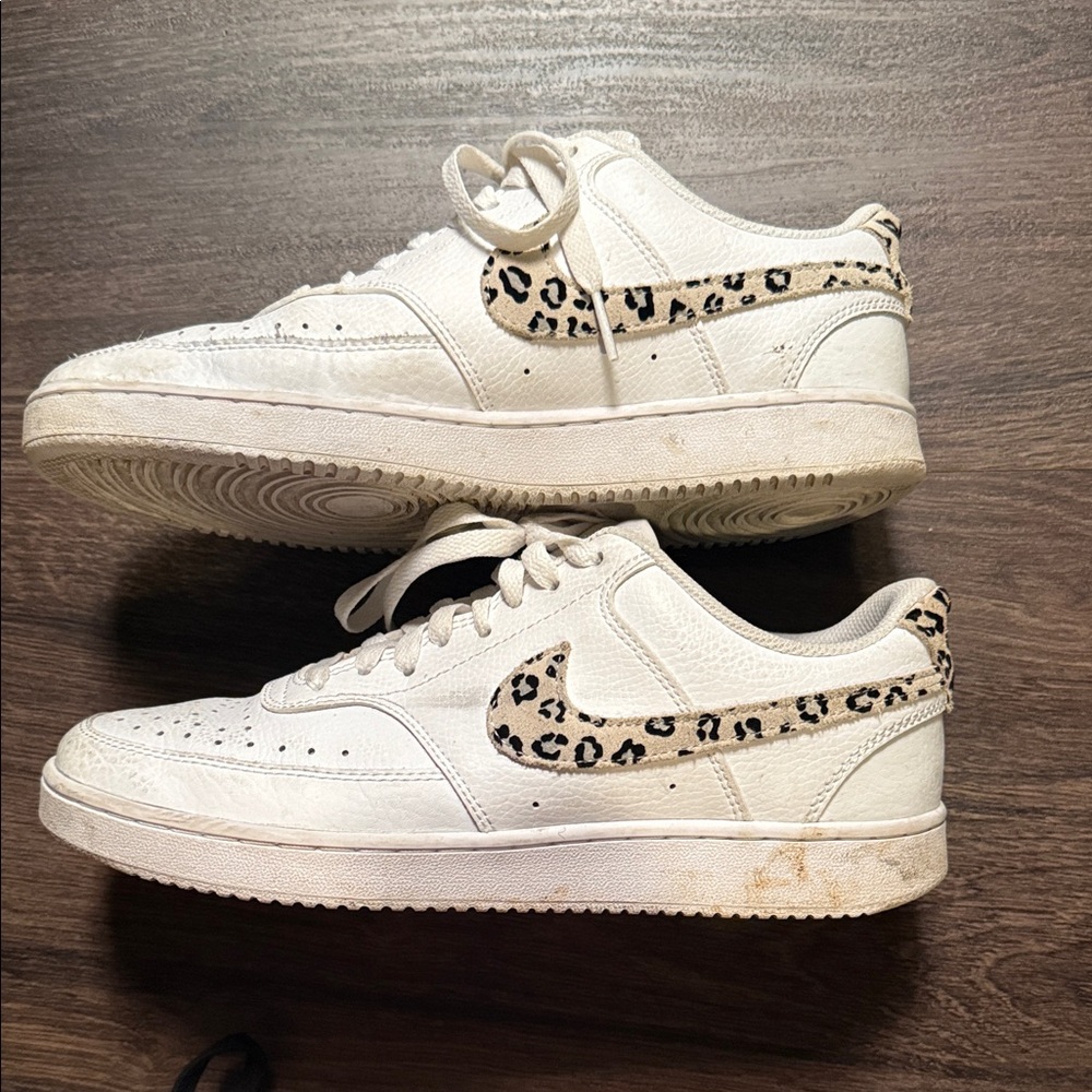 Nike White and Leopard Print Sneakers